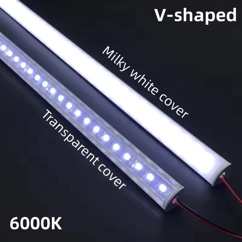 1-20 PCS tira rígida de LED DC12V 50 CM 20 polegadas SMD5730 36LEDs em forma de U/V plana LED canal de alumínio tira rígida para iluminação interna