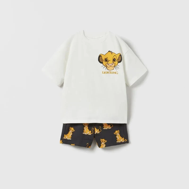 Kind Kurzarm Shorts 2 teil/satz Cartoon Löwe Outfits Mode Casual T-shirt + Shorts Sommer Jungen Kleidung Neue Casual Trainingsanzüge