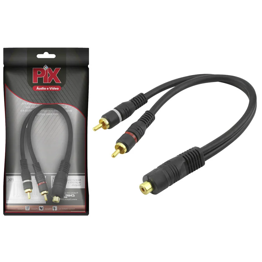 Audio Cable Y 2 Rca Male 1 Female 25 Cm 5mm High Quality