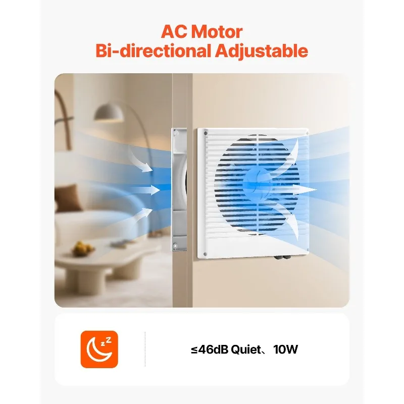 7.5 Inch Room to Room Fan Through Wall Fan AC Bi-directional Wind 180 CFM