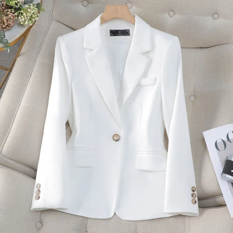 

Fashion Elegant Women Blazers Solid Button Long Sleeved Casual Comfortable Suits Jacket Office Lady Coat Spring Autumn Outerwear
