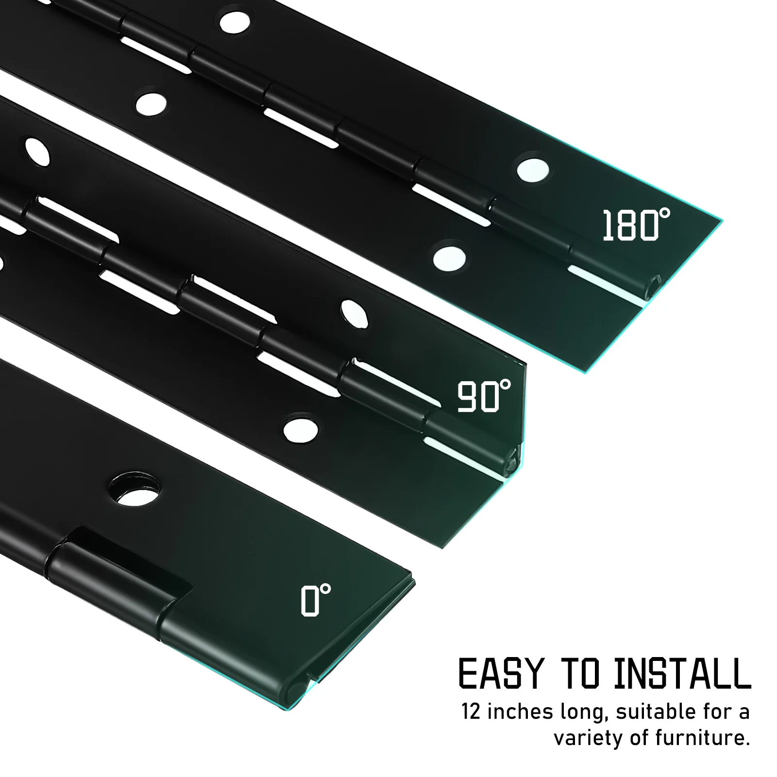 

2 Pcs Wear Resistant Black Piano Hinges Heavy Duty Iron Long Hinge With Screws For Cabinet Door