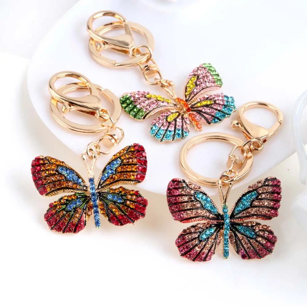 

Creative Beautiful Rhinestone Butterfly Glittering Alloy Bag Charm Pendant KeyChain Car Key Ring Bag Accessories