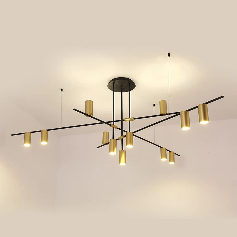 

Modern Gold Black Simple LED Chandeliers Kitchen Long Hanging Pendant Light Dining Office Coffee Restaurant Lamp Indoor Lighting