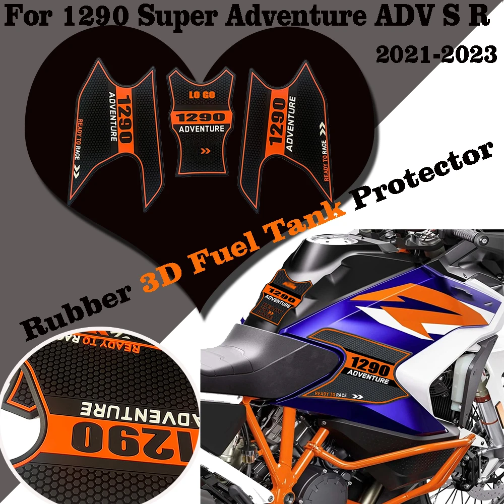 ل 1290 سوبر مغامرة ADV S R 2021 2022 2023 جديد ثلاثية الأبعاد المطاط وسادة واقية خزان الوقود ملصقات النفط الغاز حامي الديكور #3