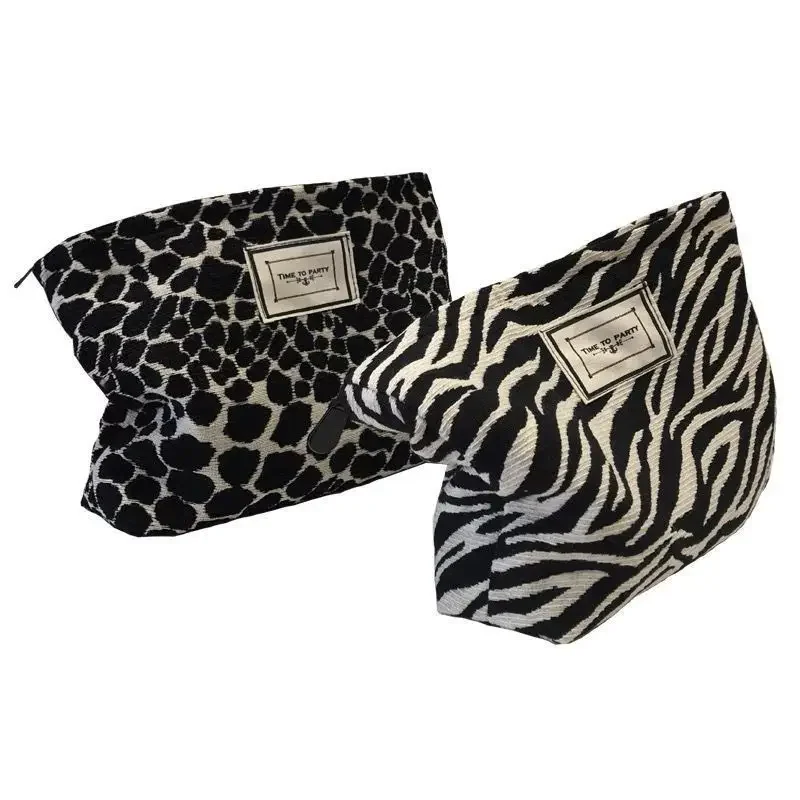 Zebra Pattern Makeup Bag, Wash Bag, Handbag, Hand-held bag, Convenient and Large Capacity Storage Bag