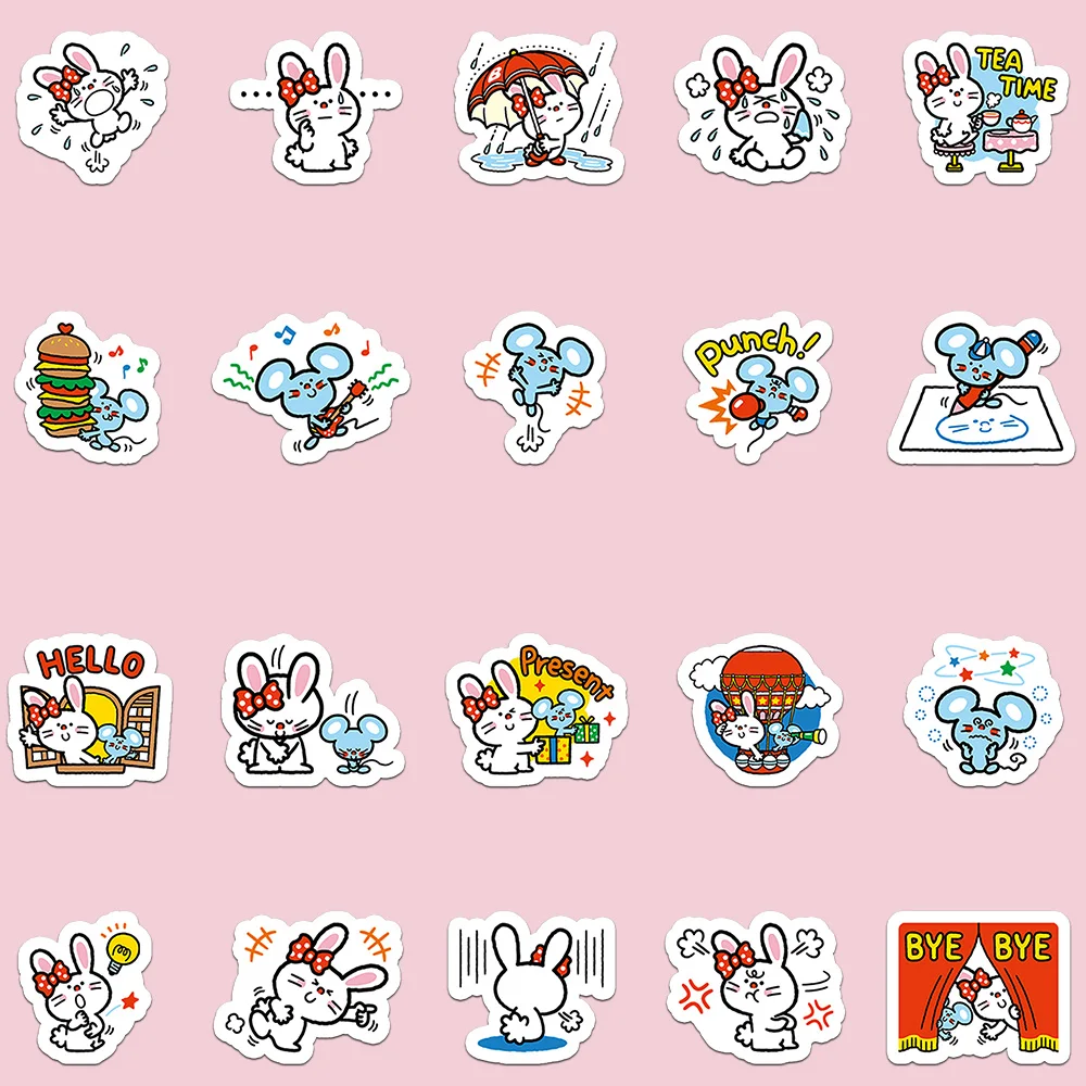 40pcs 귀여운 만화 토끼 & 매티 스티커 DIY 일기 노트북 전화 수하물 스케이트 보드 낙서 데칼 스티커 선물 장난감