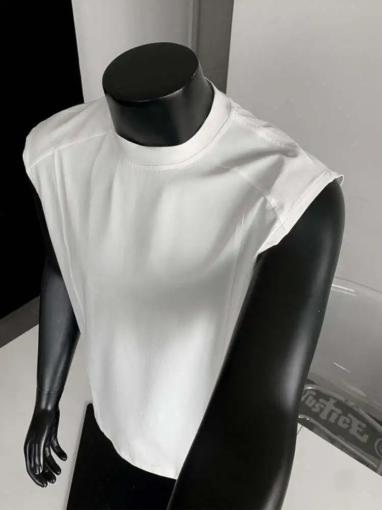 American Sle Heavyweight Ribbed Vest Men Summer Small Collar Svel White ort Sve T-irt Sports Fitn Csole