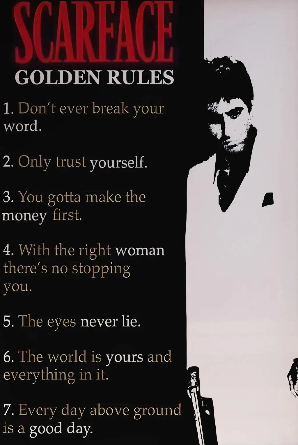 سكارفيس آل باتشينو يقتبس ملصق فني قماش اللوحة الكلاسيكية الرجعية الفيلم جدار يطبع لغرفة المعيشة ديكور المنزل