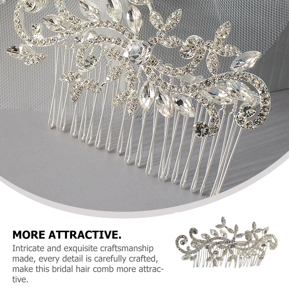

Bridal Hair Rhinestone Crystal Headpiece for Wedding Party Accessories Bridal Hair Comb Lightweight White Gold