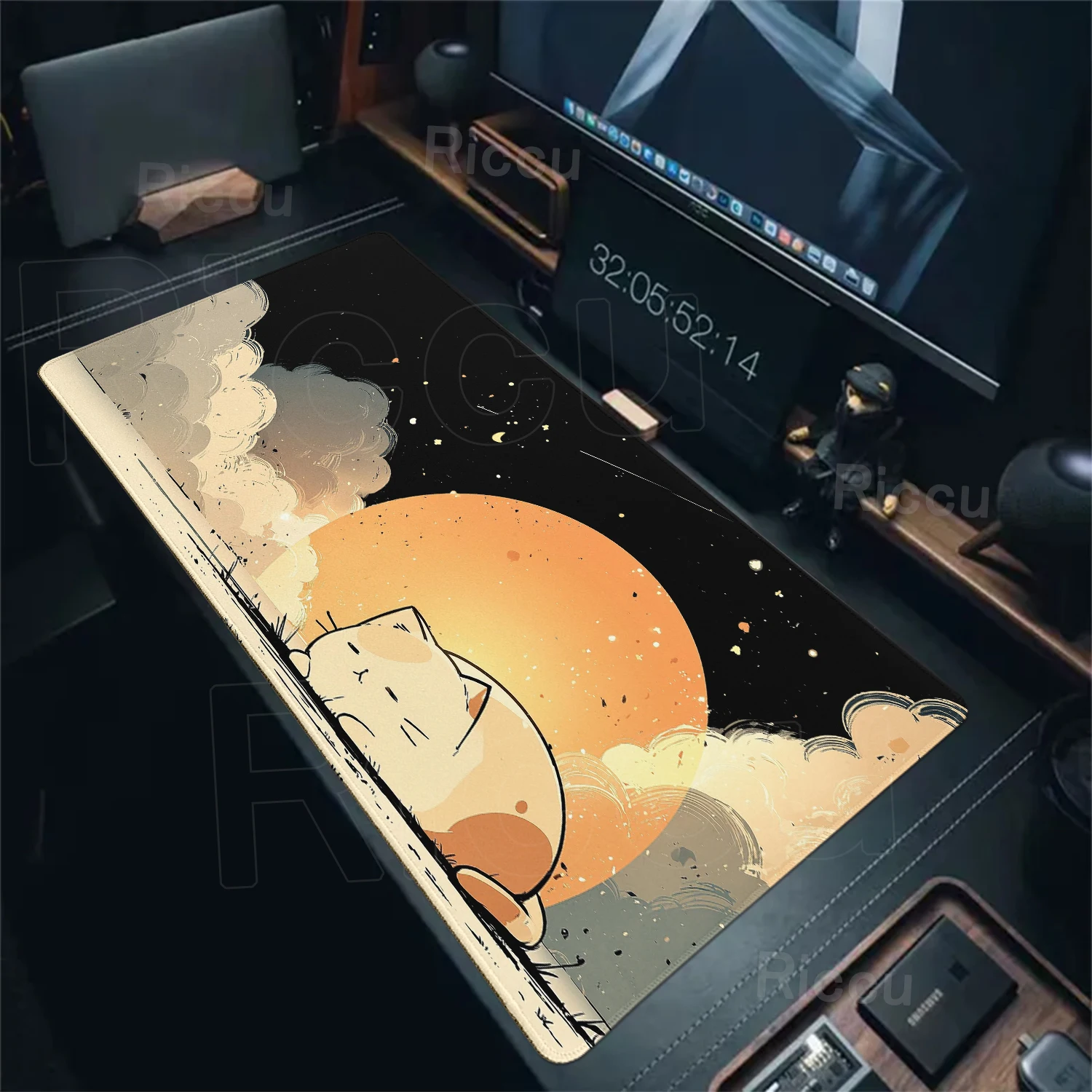 Großes Mauspad XXL süße weiße Katze Schreibtischunterlage 900x400 Kawaii Computer PC Schreibtischzubehör Mauspad großes Mauspad Gamer Gummipads