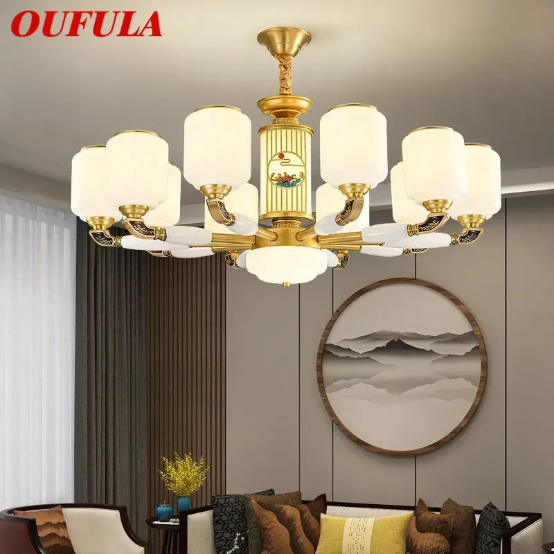 

OUFULA Contemporary Luxury Brass Pendent Lamp Chinese style Living Room Dining Room Bedroom Villa Hotel Sample Room Chandelier