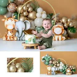 Safari Animals Photography Backdrop Kids Baby Cake Smash Photocall Decors Forest Balloons Child Adult Birthday Studio Background