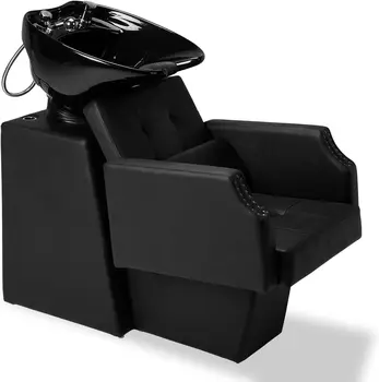 كرسي حلاق شامبو للغسيل العكسي مع وعاء سيراميك كبير، محطة كرسي حوض شامبو قابلة للتعديل لمتجر الحلاقة وسبا التجميل