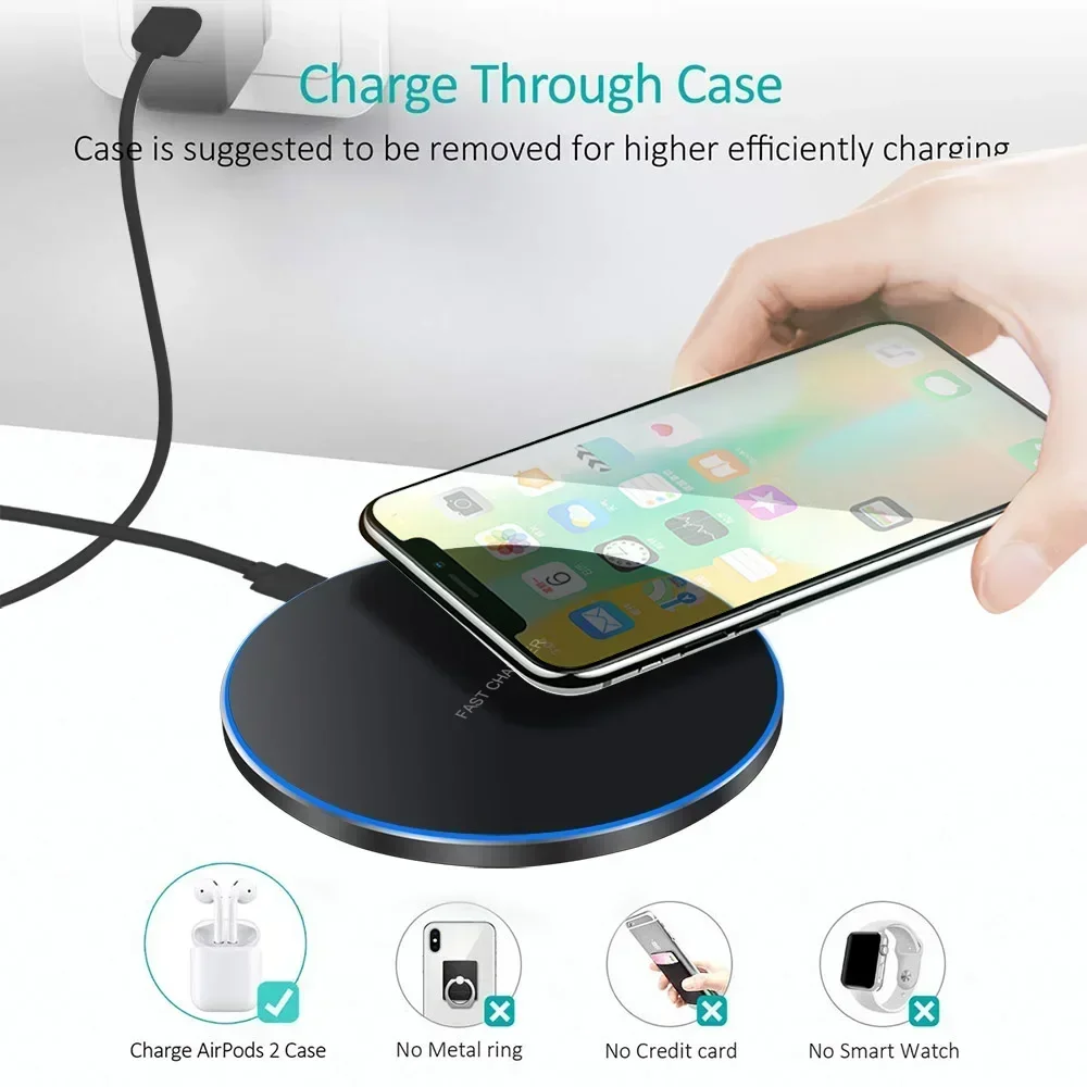 300W Wireless Charger Pad For iPhone 16 15 14 13 Pro X XS Max Induction Fast Wireless Charging Station For Samsung Xiaomi Huawei