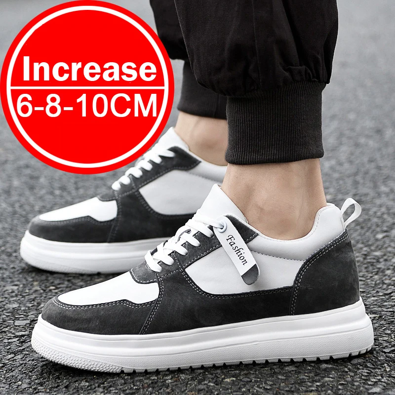 Mais Size37-46 elevador tênis homem elevador sapatos altura aumentar palmilha 8cm branco preto sapatos mais altos homens lazer moda tênis