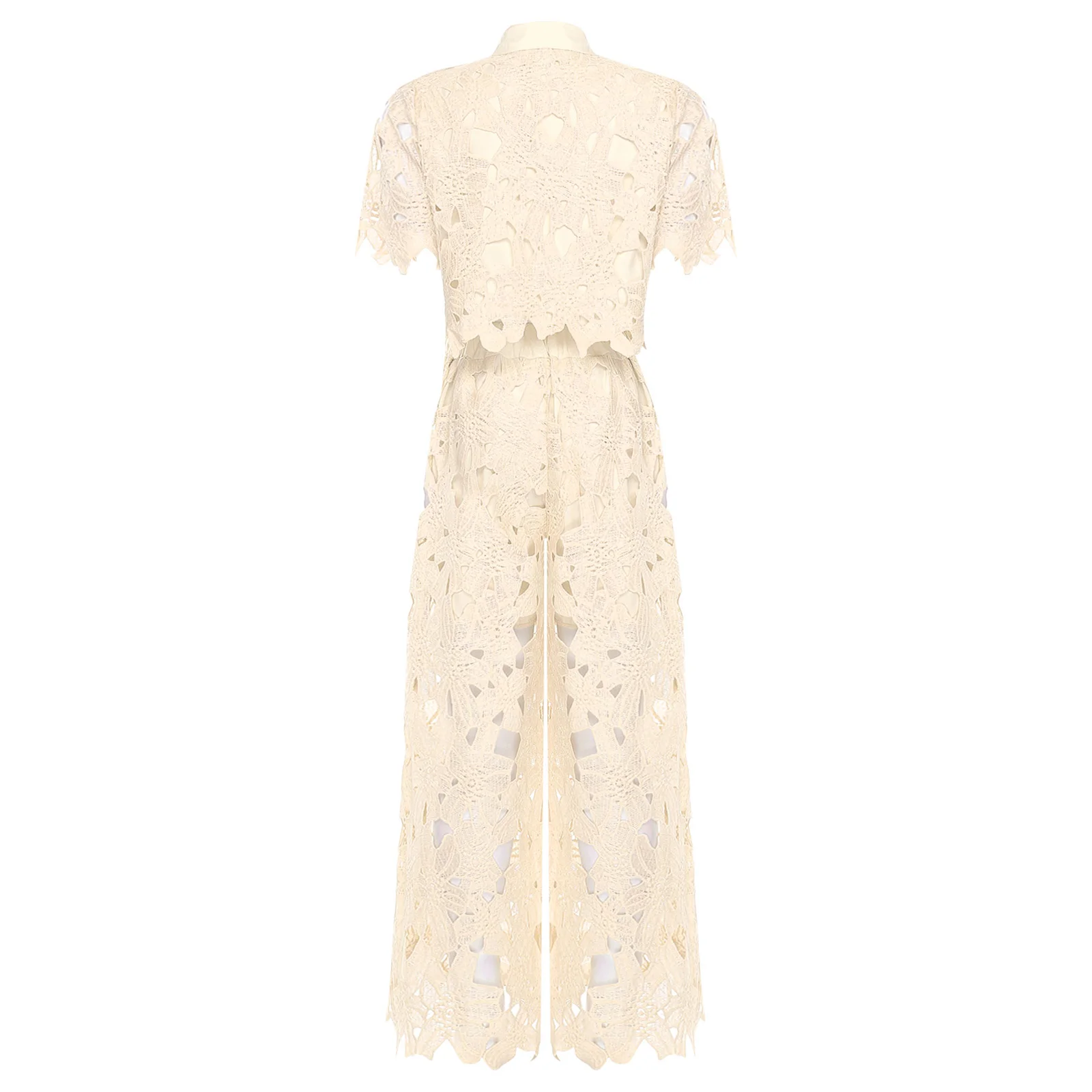 Mode Vrouwen Sets Korte Mouw Revers Outfits Bloemen Hol Elegante Pakken Banket Avondfeest Broek Pak Bruiloft Vestidos