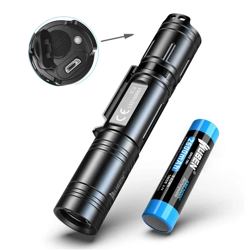 WUBEN L50 USB Rachargeable LED Flashlight Ultra-bright 1200Lumens 5 Lighting Modes With 18650 Battery Protable Troch Light