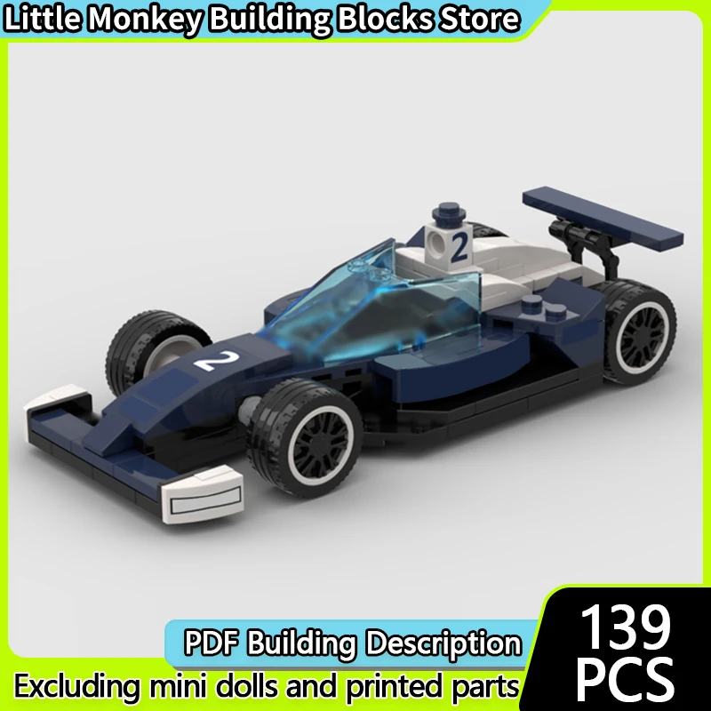 

City Car Model MOC Building Bricks White And Blue Racing Car Modular Technology Children Holiday Gifts Assemble Toys Suit