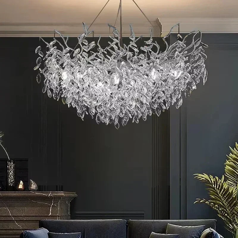 

Luxury Modern Crystal Ceiling Chandelier Led Pendant Lamp Dining Living Room Bedroom Silvery Wall Light Home Decor Hanging Light