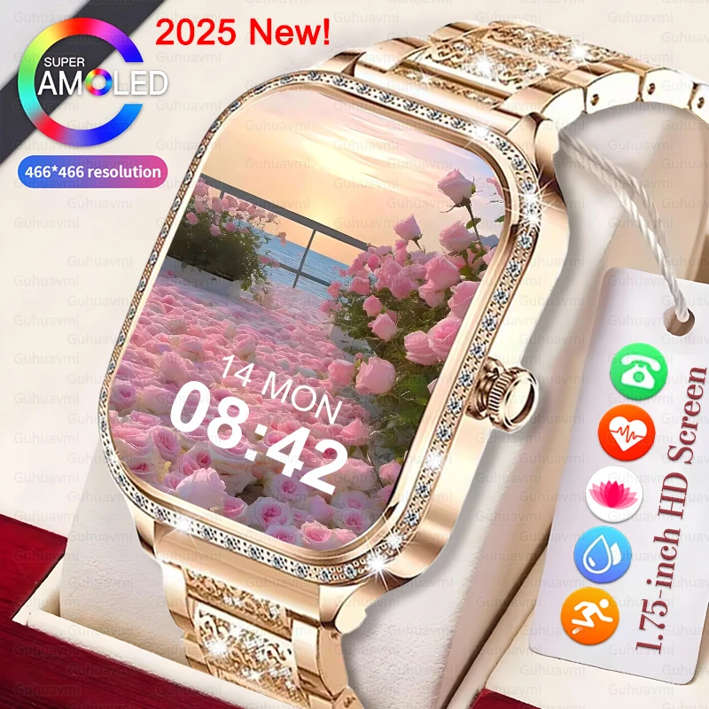 

1.75 Inch Curved Screen Top Luxury Smart Watch Women Bluetooth Call Heart rate Sleep Health Monitor Smartwatches For Ladies Gift