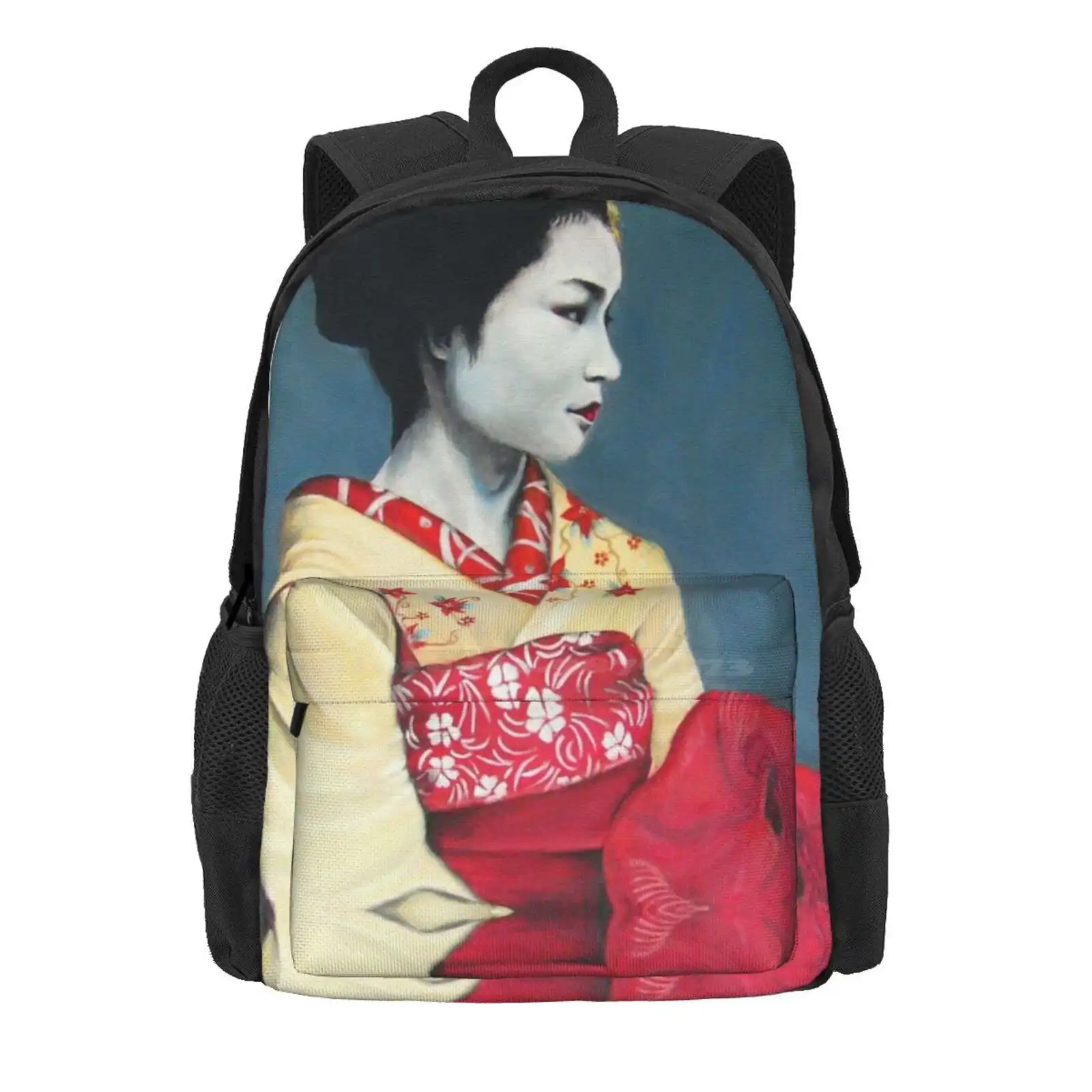 Maiko Hot Sale Schoolbag Backpack Fashion Bags Geisha Girl Japanese Kimono Maiko Red Yellow