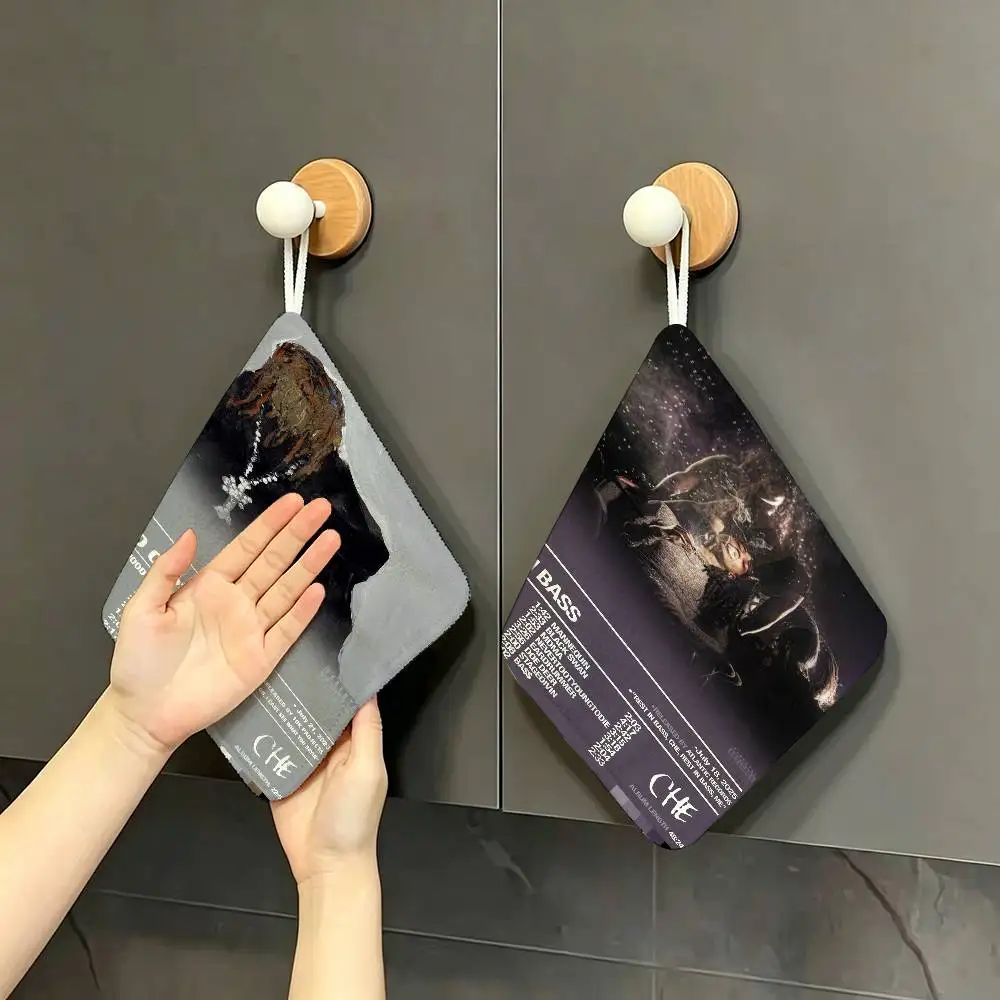 Rapper Music Pop Album C-Che Hanging Style Hand Wiping Towel, Polyester Cotton, Anti-fade for Indoor Kitchen Living Room