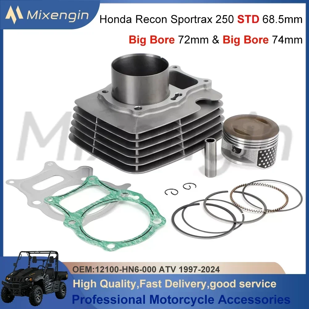 STD 68.5mm Big Bore 72mm & 74mm ATV cylinder piston gasket kit for 97-24 Honda TRX250 TRX250X TRX250TE TRX250TM 12100-HN6-000