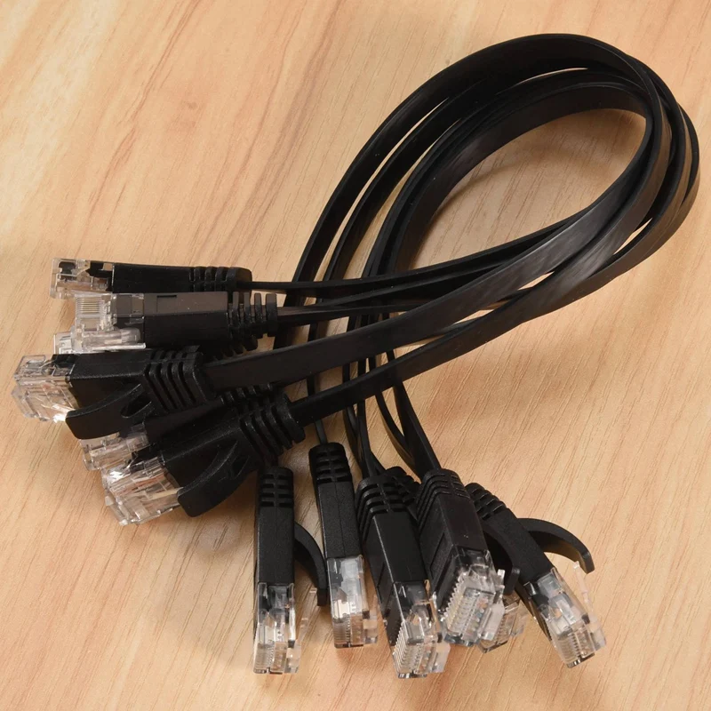 6 Pcs 1 Ft Flat Internet Network Cable Solid Cat6 High Speed Patch Lan Wire With Snagless Rj45 Connectors