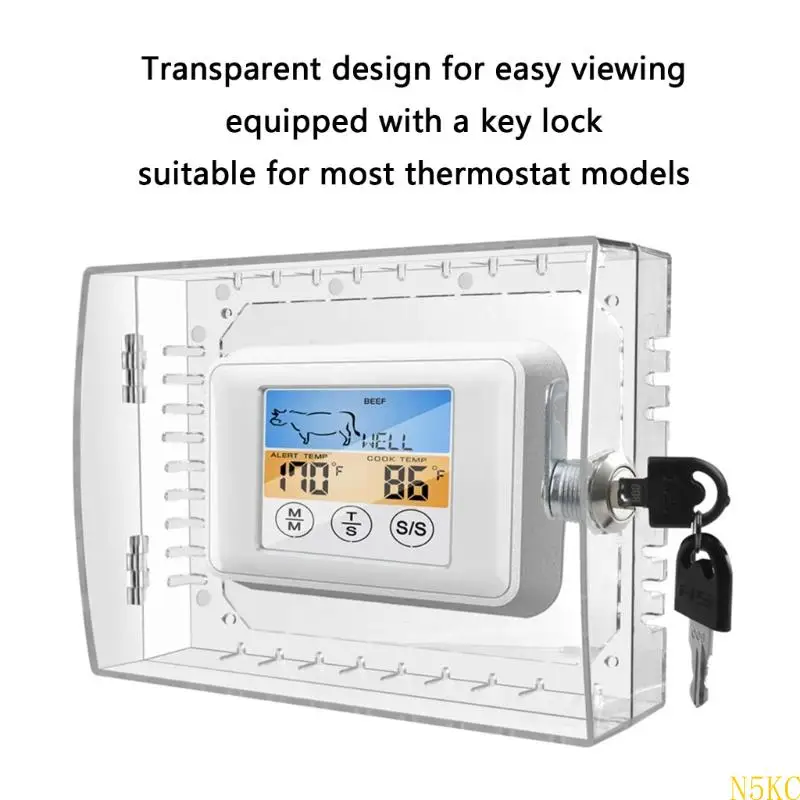N5KC Thermostat Lock Box with Key Clear Thermostat Cover Guard Protective Cover