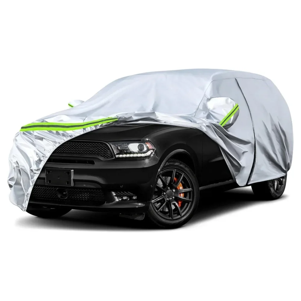 Car Cover Replace For 2011-2025 Dodge Durango All Weather With Zipper Door Windproof Bands For Snow Rain Dust Hail Protection