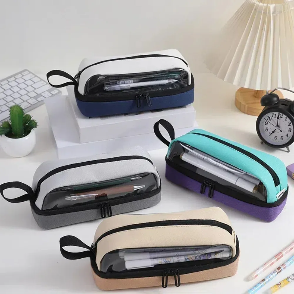 

Personality Canvas Stationery Bag Large Capacity Students Pen Pouch Multi Layer School Supplies Pencil Case Signature