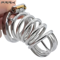 FRRK Big Chastity Cage Metal Penisring Adjustable Chastity Band Belt Male for Men Stainless Steel Lock Cock Cage Sex Shop