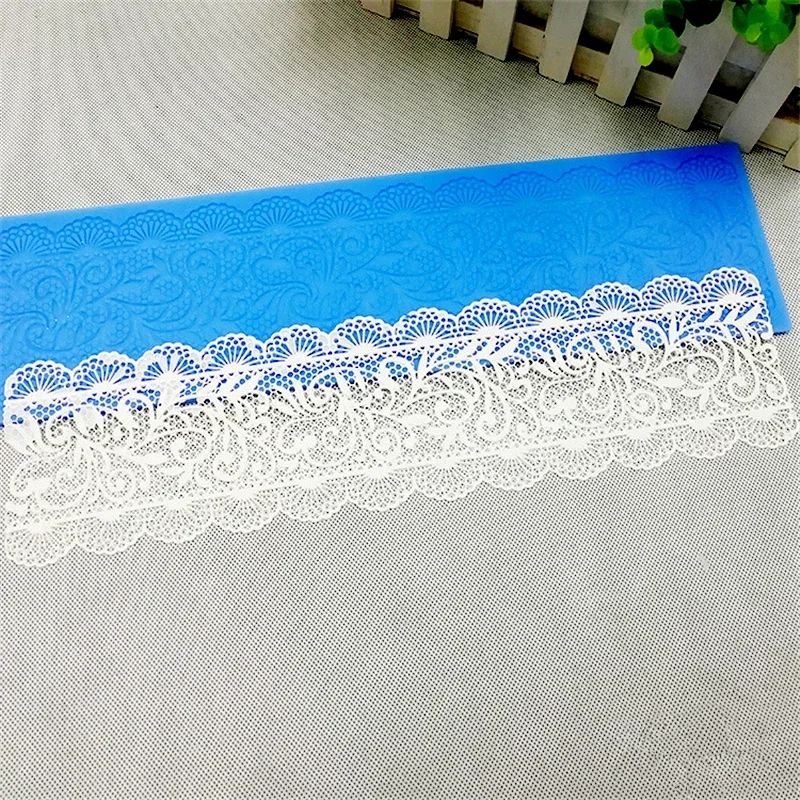 Aomily 40*10cm Thickened Lace Flower Wedding Cake Silicone Flower Lace Fondant Mold Mousse Sugar craft Icing Mat Pad Pastry Tool