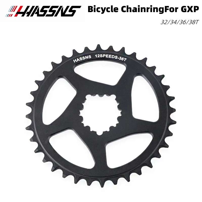 HASSNS MTB Chain Ring Crown 0 Degrees 32 34 36 38 Teeth Crown Mountain Bike Chainring Bicycle Sprocket Round Cycling for GXP