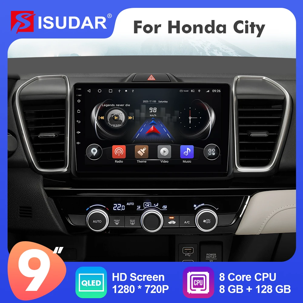 9 Inch Isudar Android 12  Car Radio For Honda city 2020- Carplay Auto Stereo GPS No 2din