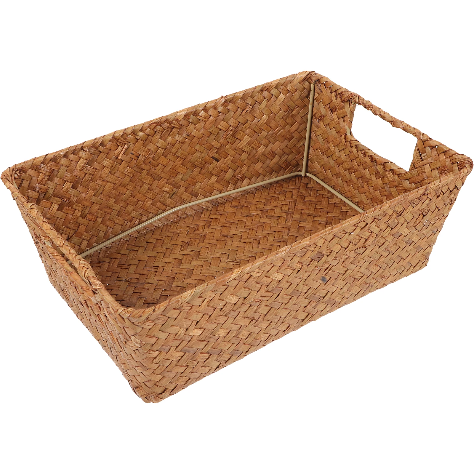 

Desktop Storage Basket Seagrass Woven Rectangular Handmade Rustic Style Laundry Hampers Decorative Useful Wear Resistance