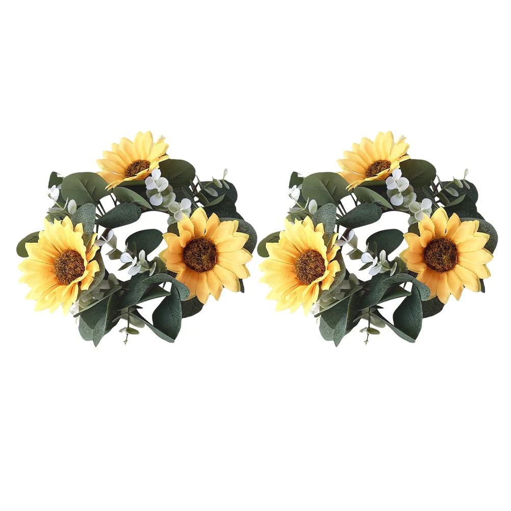

2pcs Rings Wreaths Artificial Eucalyptus Leaves Spring Summer Greenery For Farmhouse Wedding Table Decor Rustic Indoor