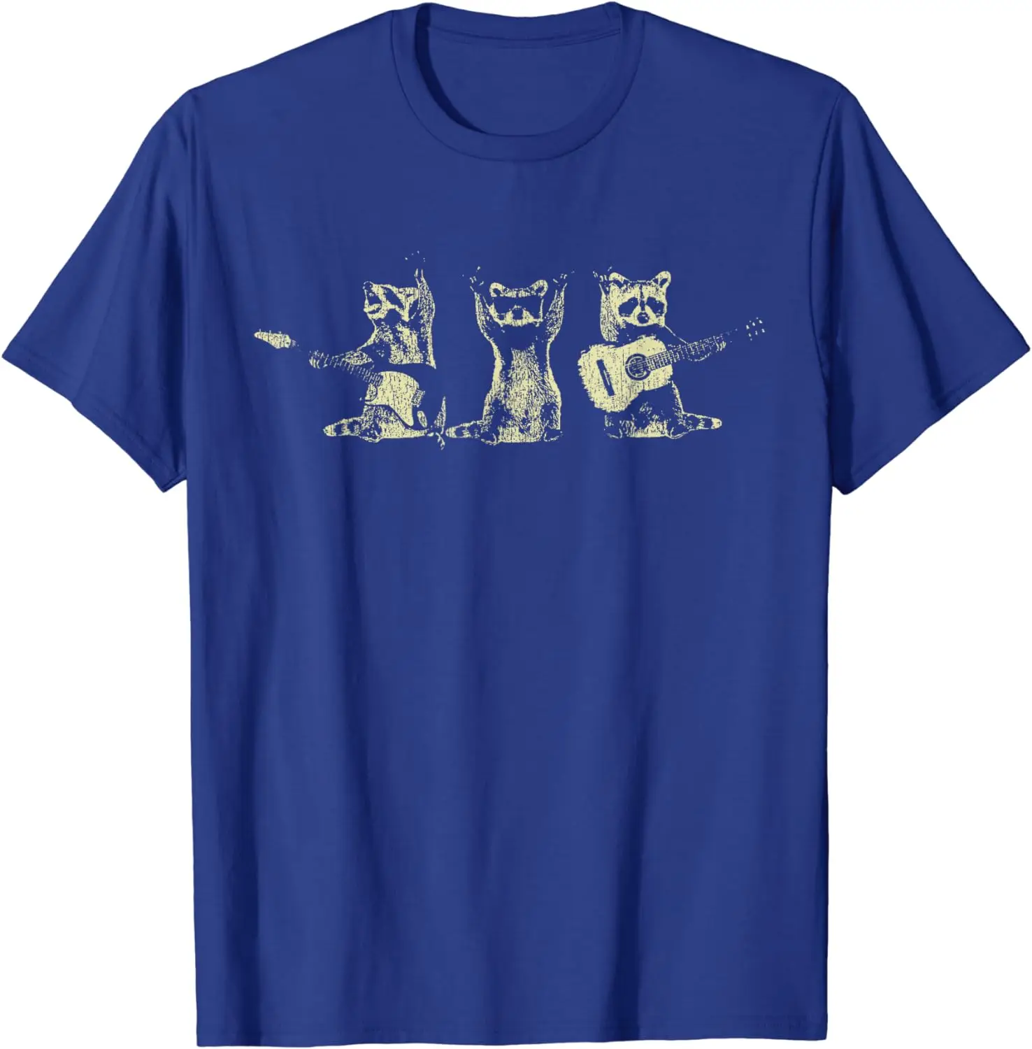 Funny Raccoon Music Band Electric Acoustic Guitar Racoons T-Shirt