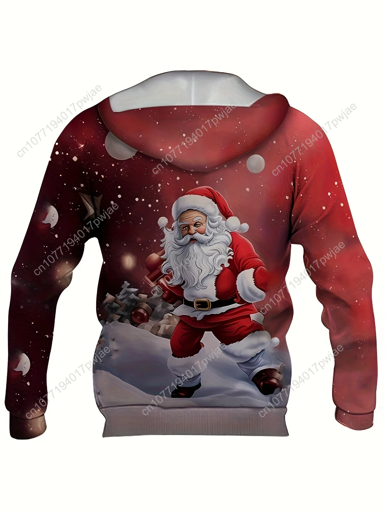 Divertente felpa con cappuccio con stampa natalizia di Babbo Natale, felpe con cappuccio cool da uomo, felpa con cappuccio pullover dal design grafico casual da uomo streetwear per