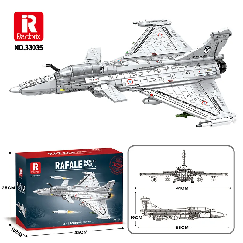 

Reobrix 33035 Rafale Fighter Bombers Model Aircraft Series DIY Puzzle Toys Building Block Boy christmas Day Gift 2099PCS