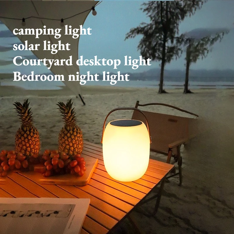 Waterproof Solar Powered Table Lamp Auto On Off Warm Ambient Light For Patio Backyard Camping Party Decor