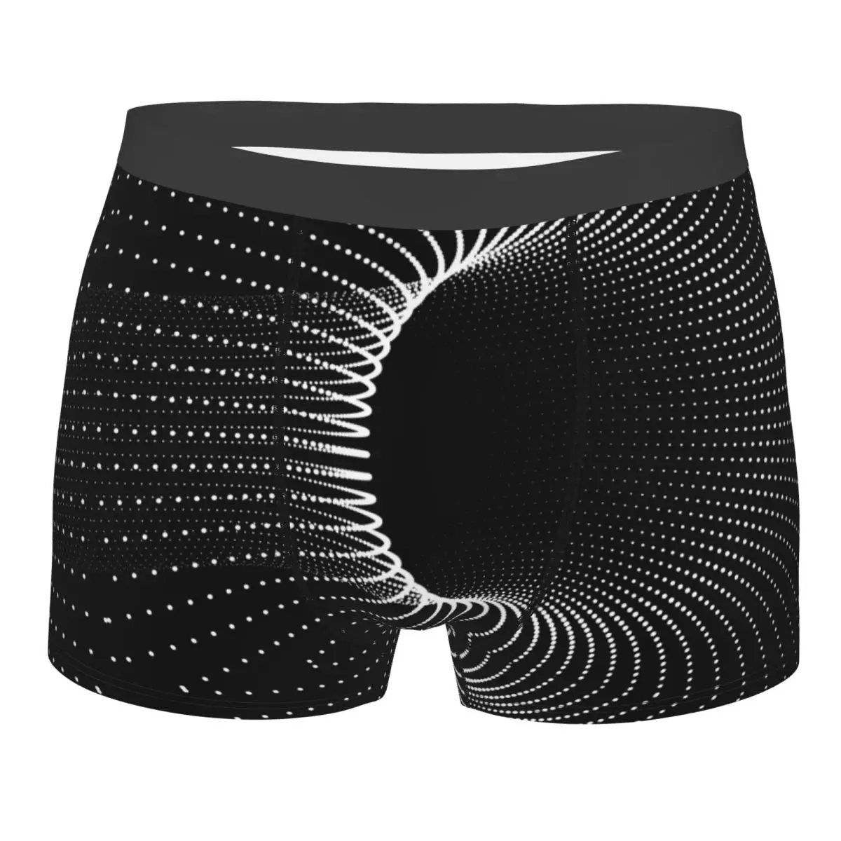 

Нижнее белье с 3D абстрактной иллюзией на заказ, мужские шорты-боксеры с геометрическим принтом и оптическим вихревым принтом, мягкие трусы