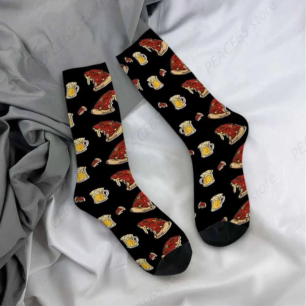 Socks Fast Food Mens Fun Dress Socks Pizza and Beer for Women Funny Novelty Crazy Design Socks