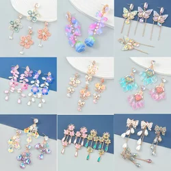 New Trend Korean Resin Flower Butterfly Drop Earrings Women's Cute Charm Dangle Earrings Banquet Party Jewelry Accessories