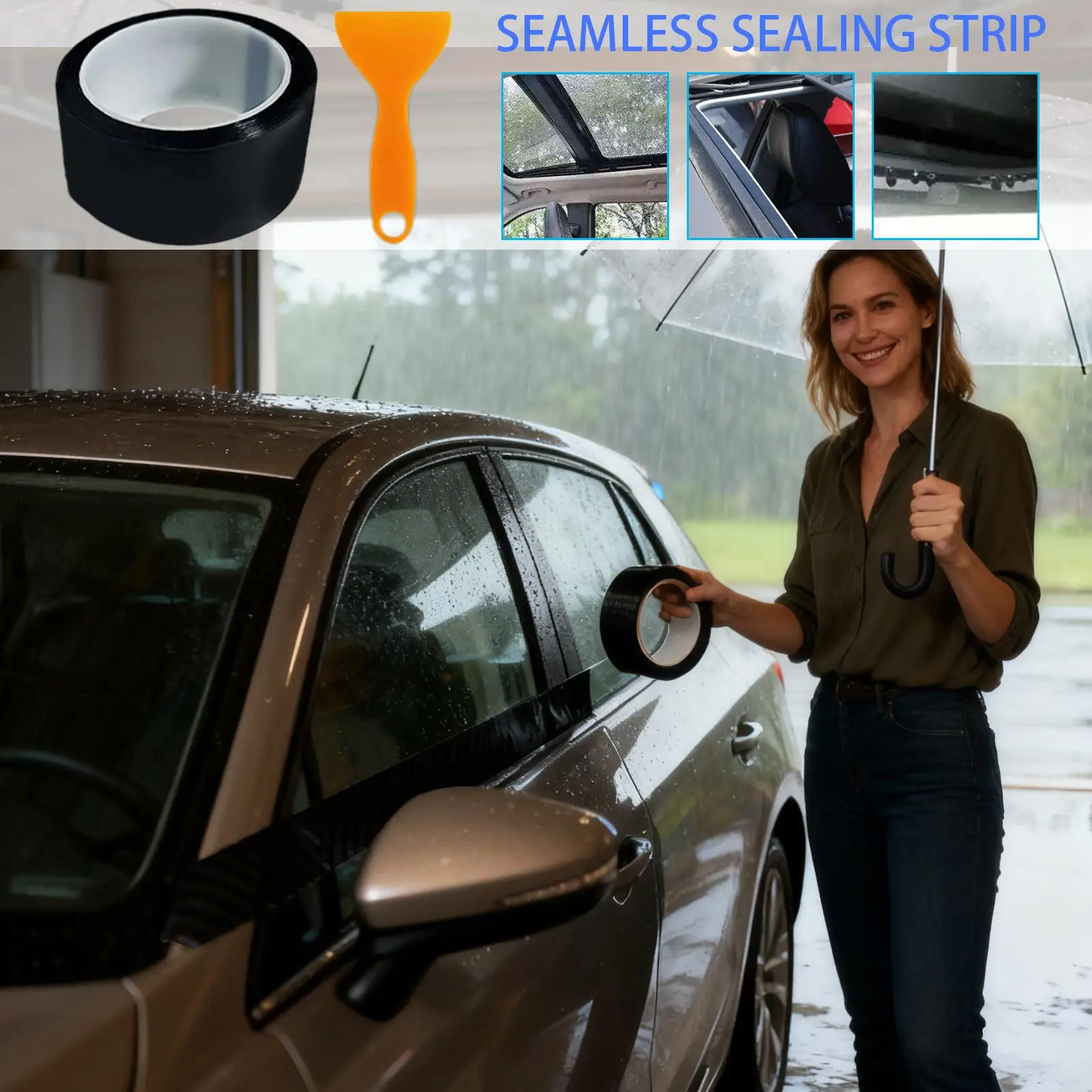 

Automotive Weather Stripping Self Adhesive Automotive Window Tape Car Windshield Trim Sunroof Seal For Truck Garage Exterior