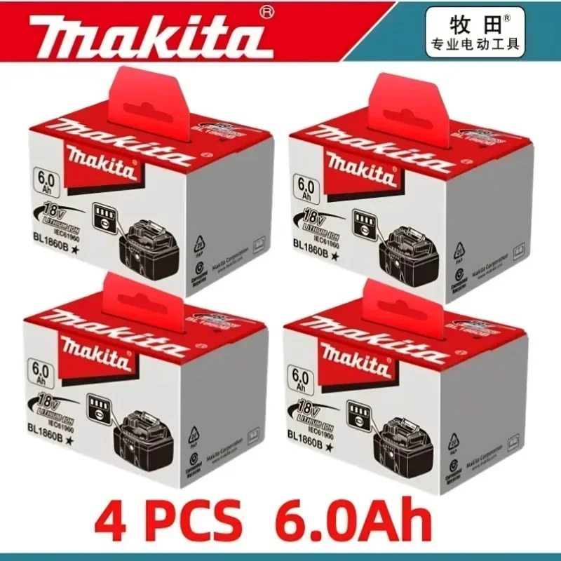 Makita-100% originele 6.0Ah 18V oplaadbare accu voor elektrisch gereedschap BL1830 BL1850 BL1840 BL1860 BL1815, vervangbare LED lithium-ion