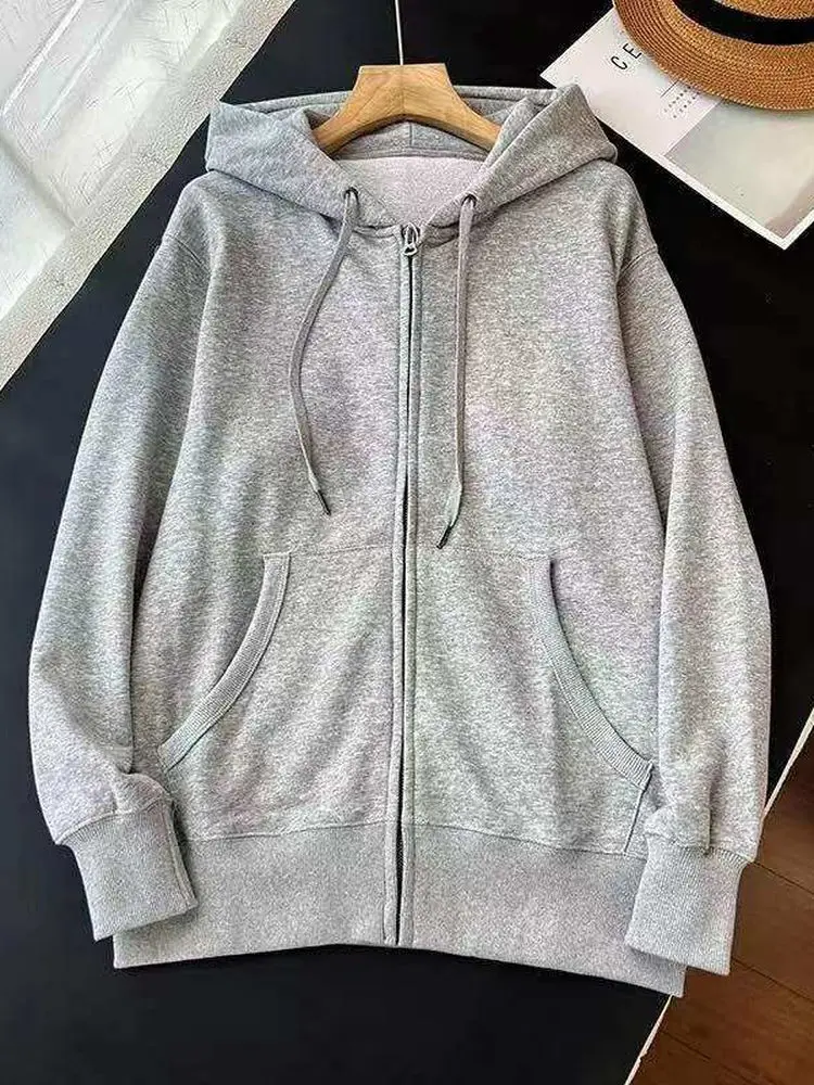 

Толстовка-кардиган на молнии с капюшоном, с длинными рукавами, повседневная, свободного кроя, осенняя, для молодежи, на каждый день, нелиняющая