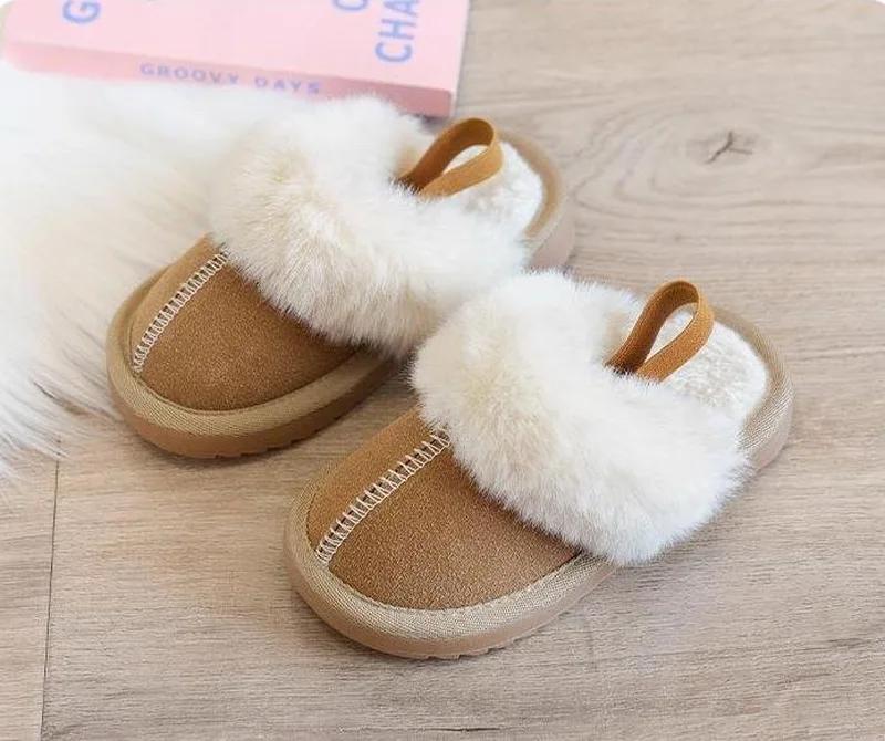 Winterpantoffels voor kinderen Mode effen kleur pluche huispantoffels Indoor Antislip Comfort Meisjesschoenen Jongens warme katoenen schoenen