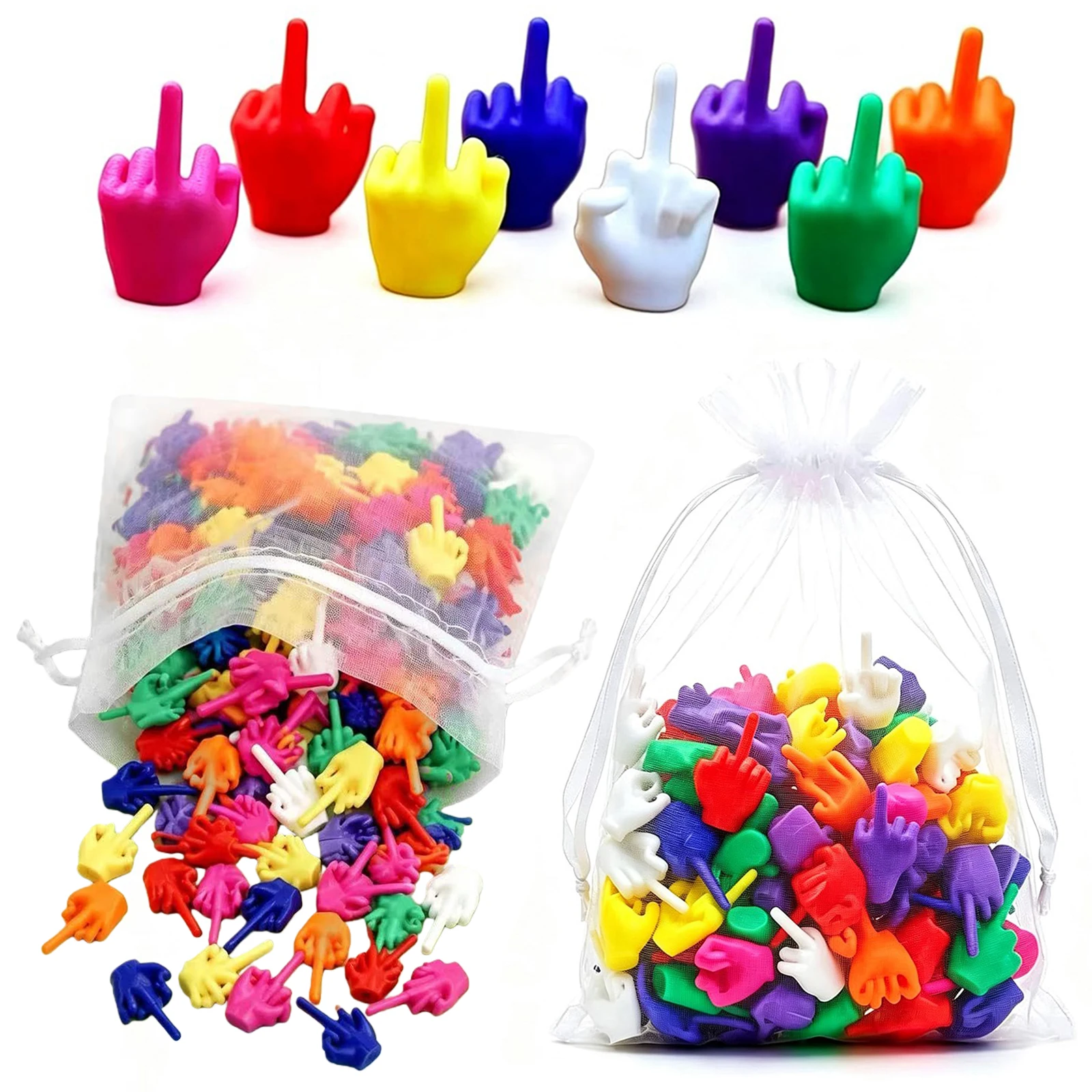50-300pcs 3D Print Middle Finger Statue Gesture Spoof Finger-shaped Desktop Ornaments Party Funny Colorfu Finger Small Gifts